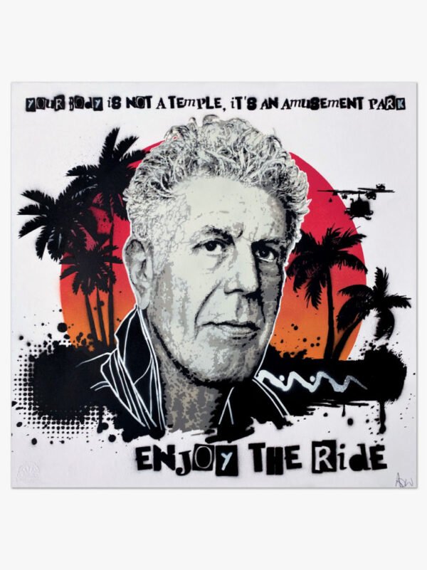 Stencil & spray paint of Anthony Bourdain